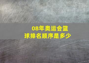 08年奥运会篮球排名顺序是多少