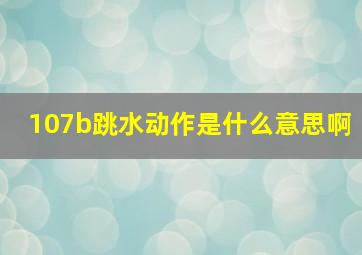 107b跳水动作是什么意思啊