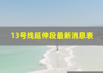 13号线延伸段最新消息表