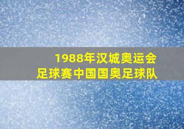 1988年汉城奥运会足球赛中国国奥足球队