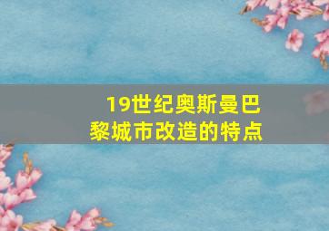 19世纪奥斯曼巴黎城市改造的特点