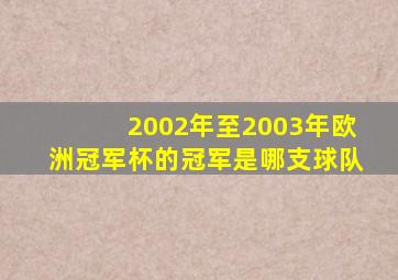 2002年至2003年欧洲冠军杯的冠军是哪支球队