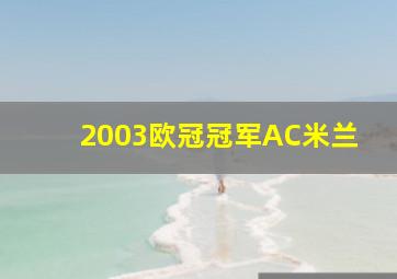 2003欧冠冠军AC米兰