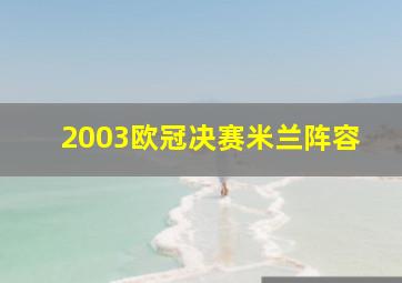 2003欧冠决赛米兰阵容