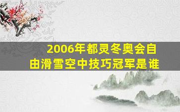 2006年都灵冬奥会自由滑雪空中技巧冠军是谁