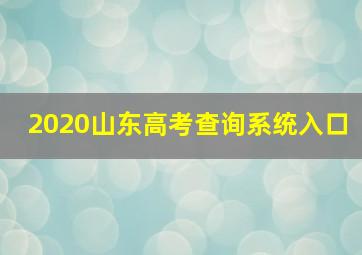 2020山东高考查询系统入口