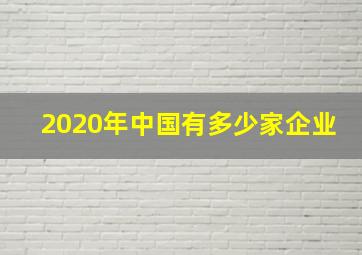 2020年中国有多少家企业