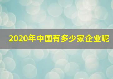 2020年中国有多少家企业呢