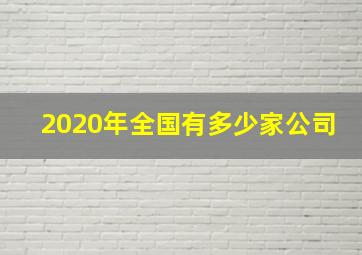 2020年全国有多少家公司