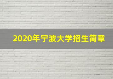 2020年宁波大学招生简章