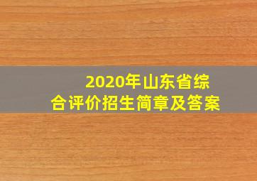 2020年山东省综合评价招生简章及答案