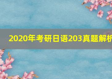 2020年考研日语203真题解析