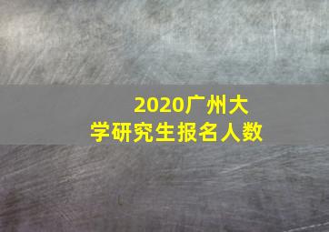 2020广州大学研究生报名人数