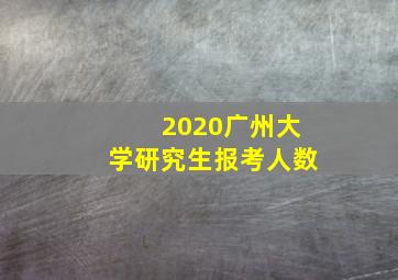 2020广州大学研究生报考人数