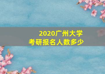 2020广州大学考研报名人数多少