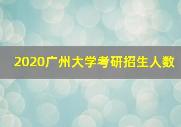 2020广州大学考研招生人数