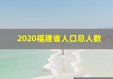 2020福建省人口总人数