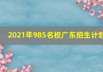 2021年985名校广东招生计划