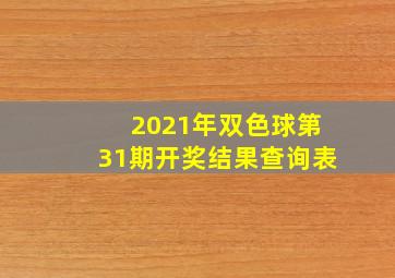 2021年双色球第31期开奖结果查询表