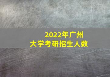 2022年广州大学考研招生人数