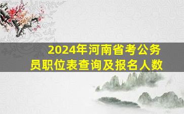 2024年河南省考公务员职位表查询及报名人数