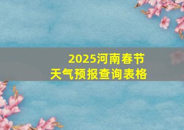 2025河南春节天气预报查询表格