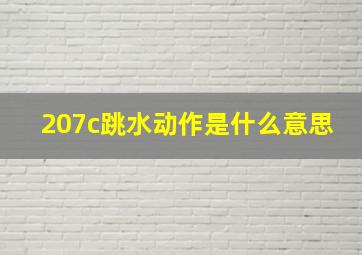 207c跳水动作是什么意思