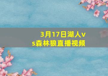 3月17日湖人vs森林狼直播视频