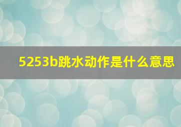 5253b跳水动作是什么意思