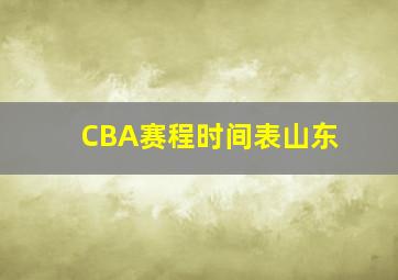 CBA赛程时间表山东