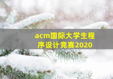 acm国际大学生程序设计竞赛2020