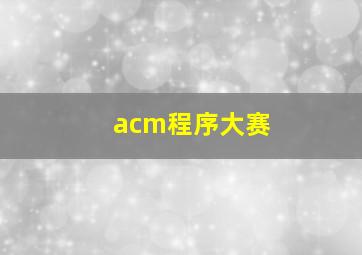 acm程序大赛