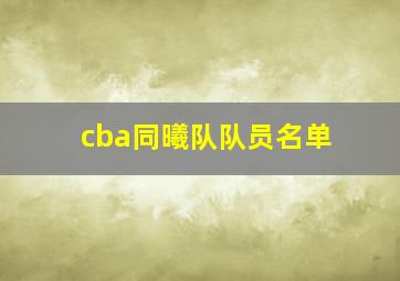 cba同曦队队员名单