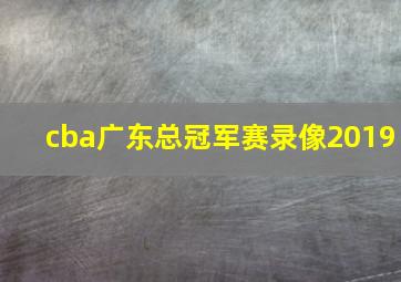 cba广东总冠军赛录像2019