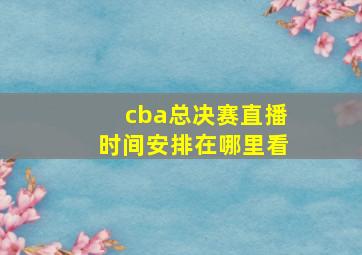 cba总决赛直播时间安排在哪里看