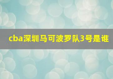 cba深圳马可波罗队3号是谁