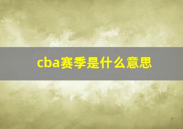 cba赛季是什么意思