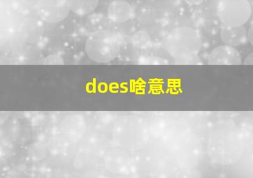 does啥意思