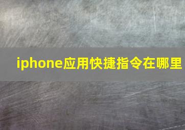 iphone应用快捷指令在哪里