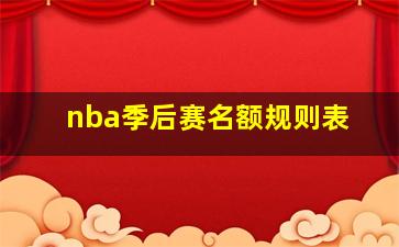 nba季后赛名额规则表