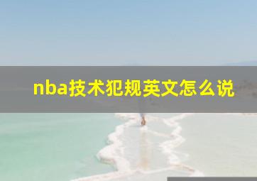 nba技术犯规英文怎么说