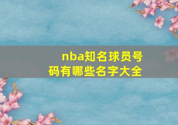 nba知名球员号码有哪些名字大全