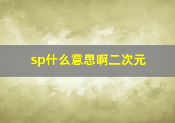 sp什么意思啊二次元