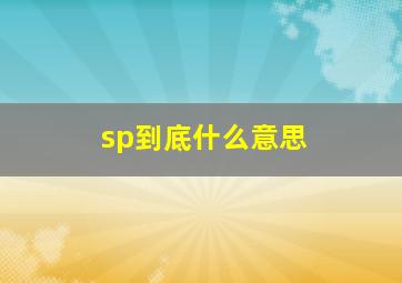 sp到底什么意思