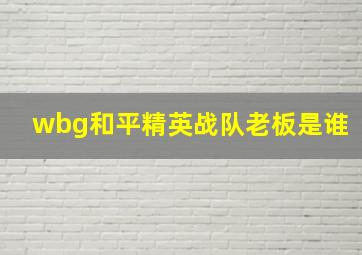 wbg和平精英战队老板是谁