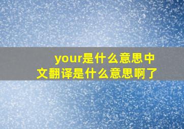 your是什么意思中文翻译是什么意思啊了