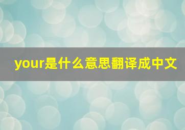 your是什么意思翻译成中文