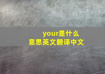 your是什么意思英文翻译中文