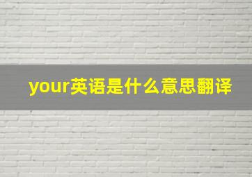 your英语是什么意思翻译