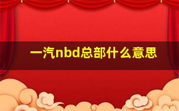 一汽nbd总部什么意思